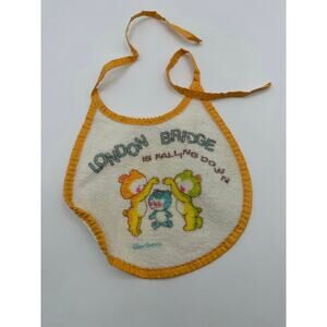 Vintage Gerber Baby Bib London Bridge Nursery Rhyme Bears Terry‎ Vinyl 1970s